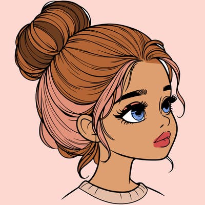 realistic girl with bun