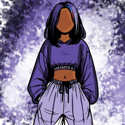 realistic girl faceless with baggy pants and a crop top