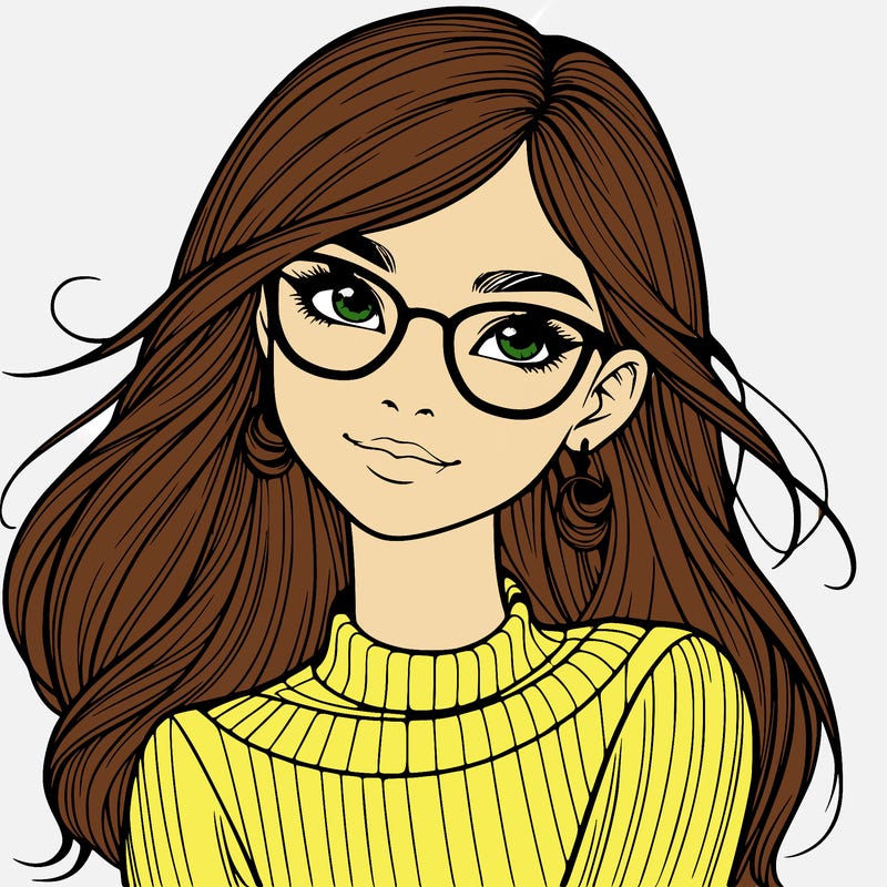 realistic girl with glasses