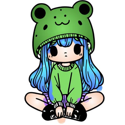 a girl wearing a frog hat and some frog socks