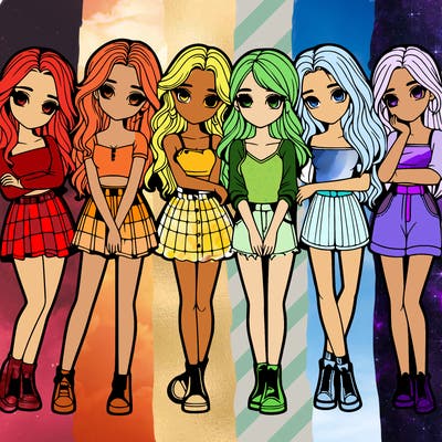 a group of girls realistic