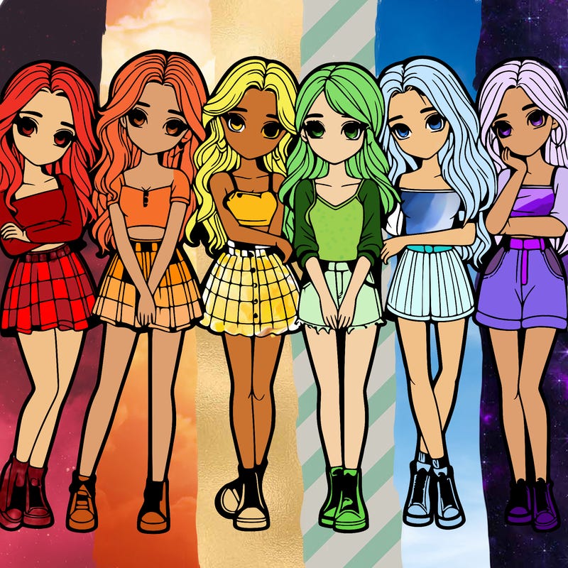 a group of girls realistic