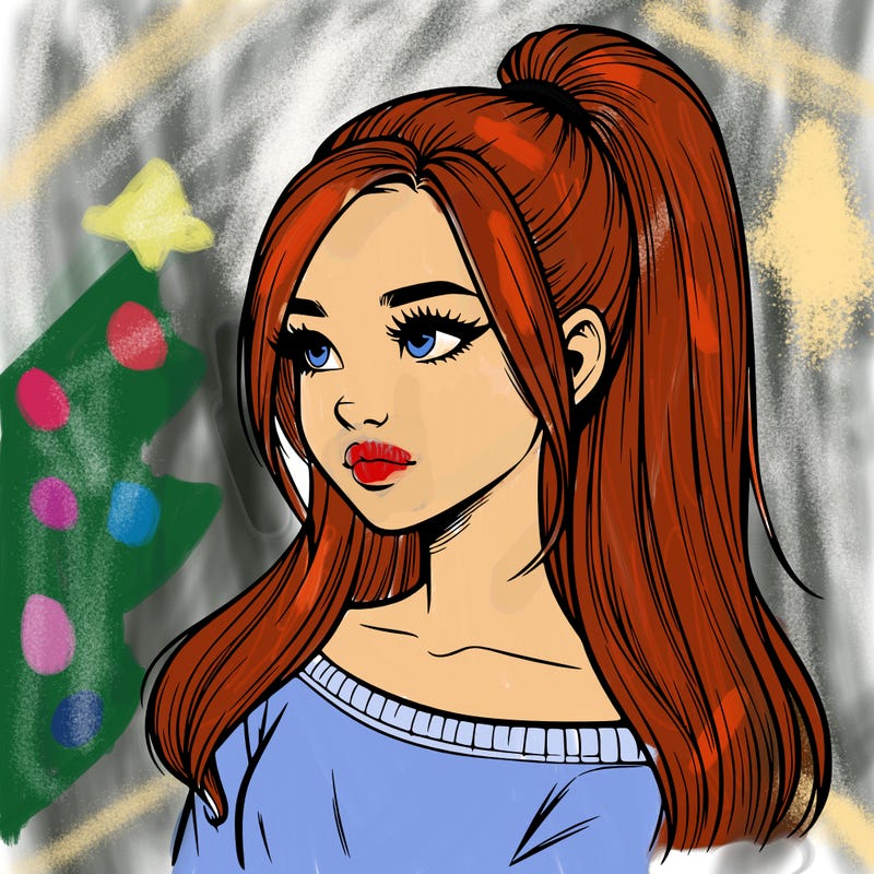 realistic girl with a high ponytail