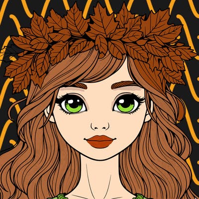 realistic girl with fall leaf crown
