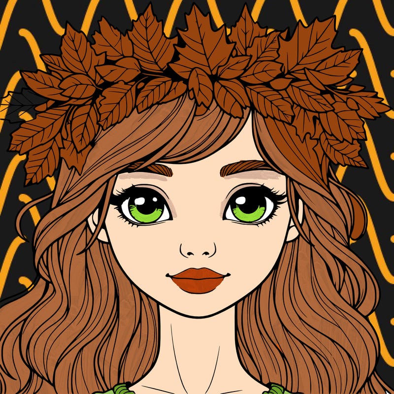 realistic girl with fall leaf crown