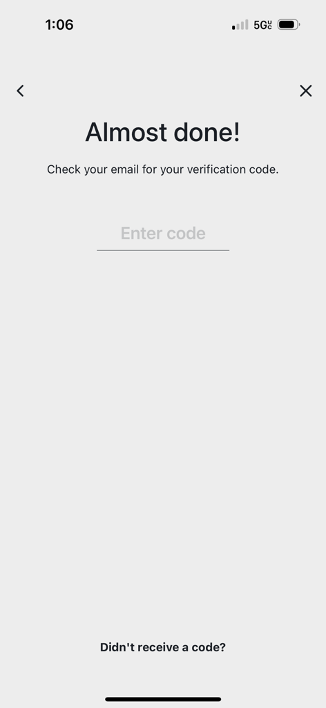 Bank of America Events - Email verification screen in the Bank of America Events app