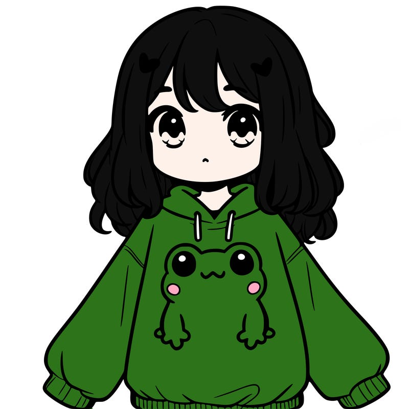 girl wearing frogging sweatshirt