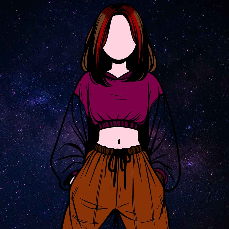 realistic girl faceless with baggy pants and a crop top