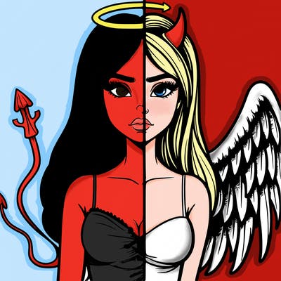 devil vs angel realistic girl