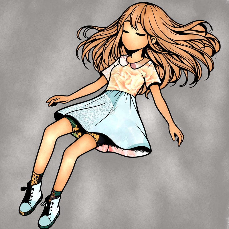 realistic girl floating