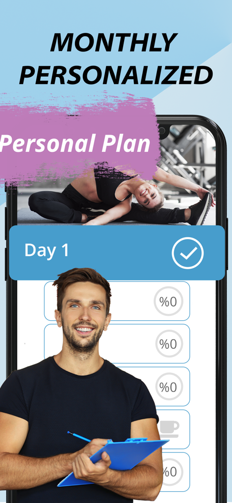 Stretching & Flexibility - Personalized monthly stretching and flexibility training plan dashboard with a professional trainer.