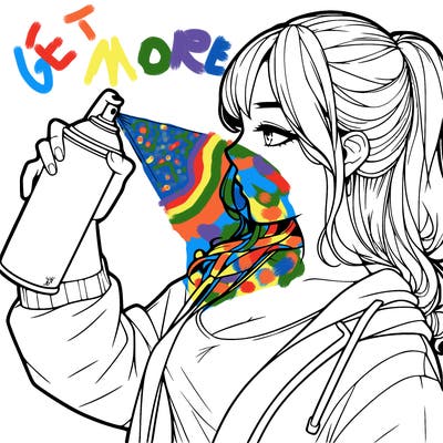 a realistic girl spray, painting