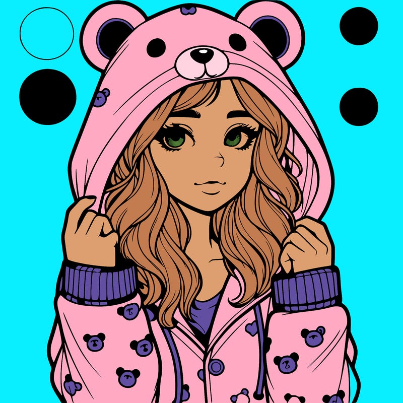 realistic girl in a animal pjs hoodie