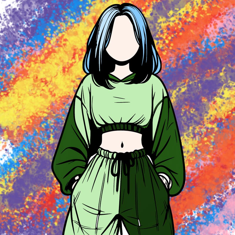 realistic girl faceless with baggy pants and a crop top