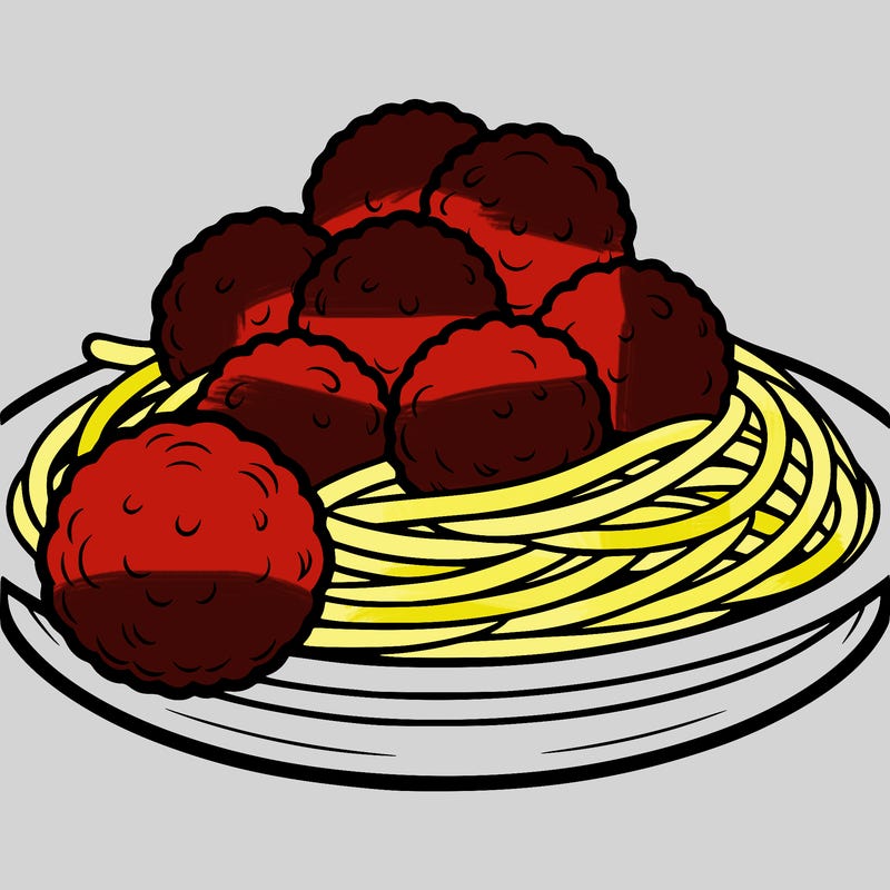 a plate of spaghetti with meatballs.