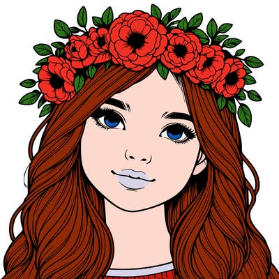 realistic girl with flower crown