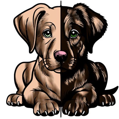 realistic dog split picture