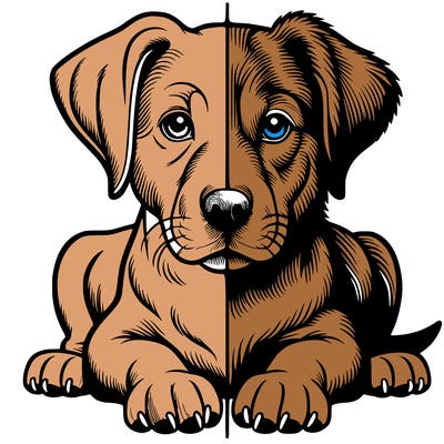 realistic dog split picture