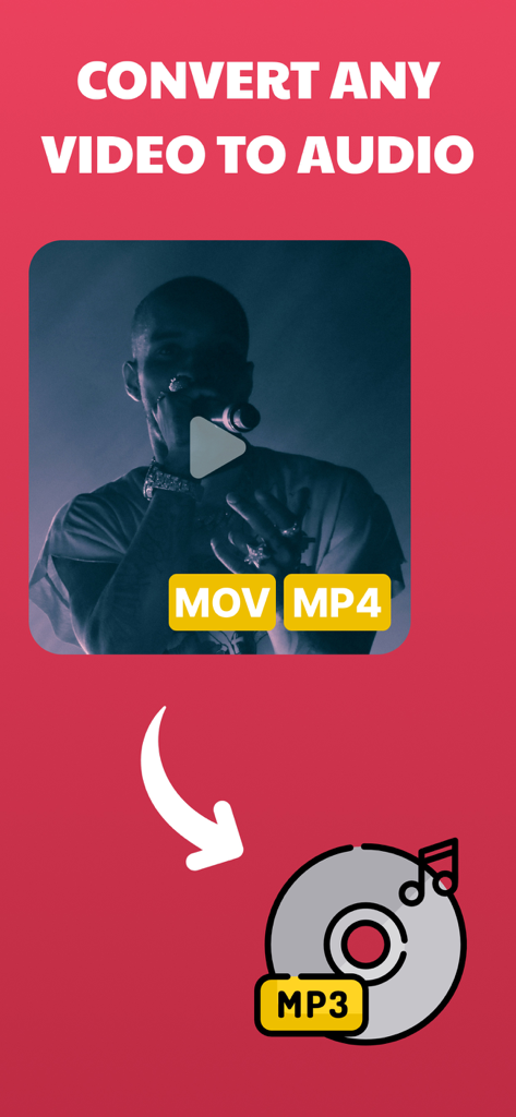 Convert Video to Audio Offline - Graphic illustrating the conversion of MOV and MP4 video files into MP3 audio format.