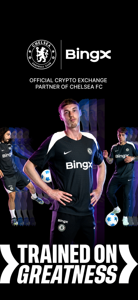 BingX: Buy Bitcoin & Crypto - BingX official crypto exchange partner of Chelsea Football Club featuring players in training kits