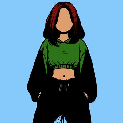 realistic girl faceless with baggy pants and a crop top