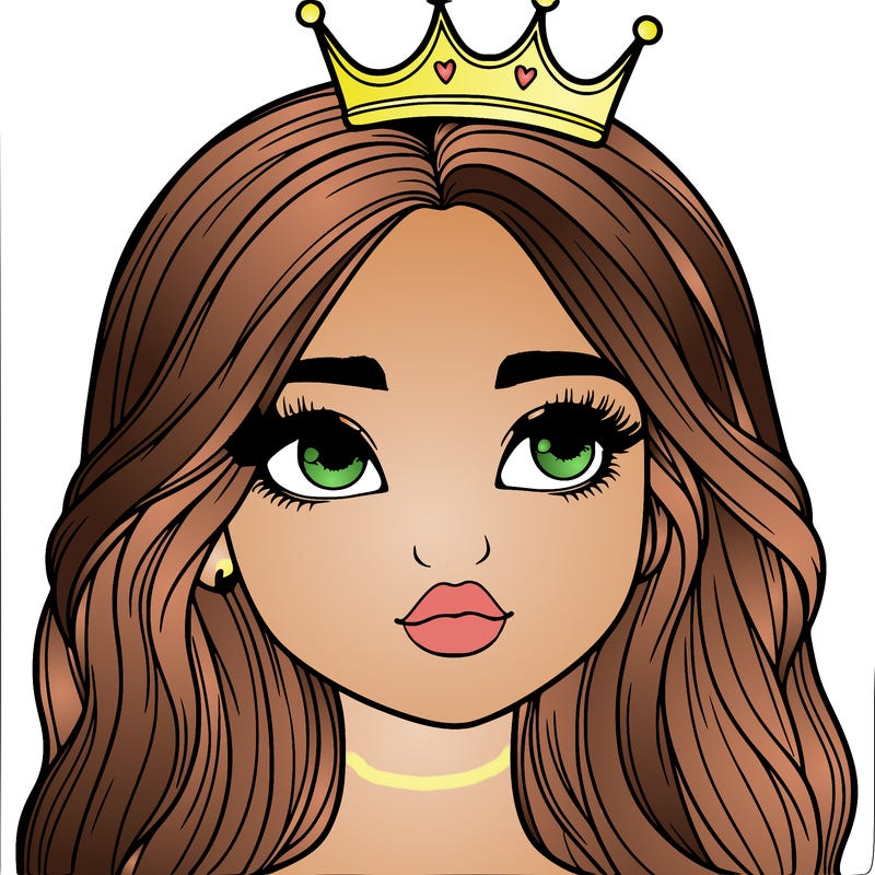 a realistic girl with a crown on