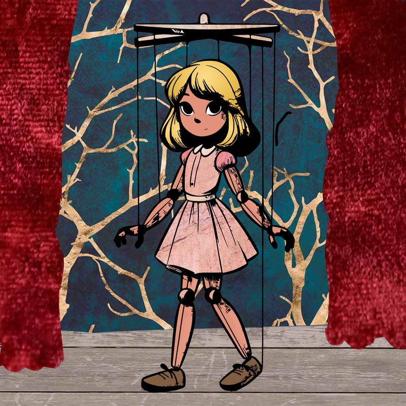 one realistic marionette girl full body