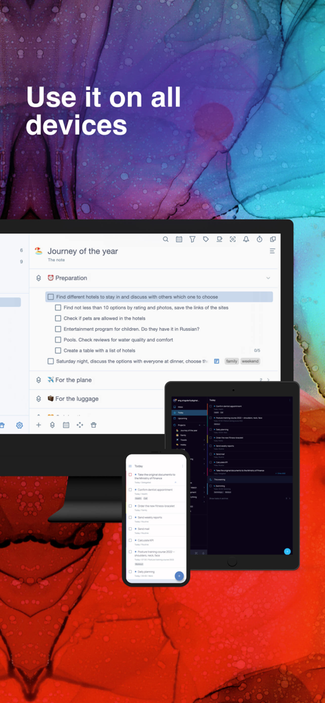 Singularity task manager app showing seamless synchronization across desktop tablet and smartphone devices