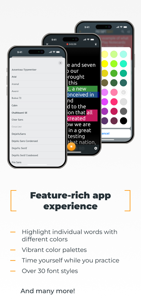 PromptSmart Pro - Teleprompter - Overview of PromptSmart Pro teleprompter features including font selection and color highlighting for script text