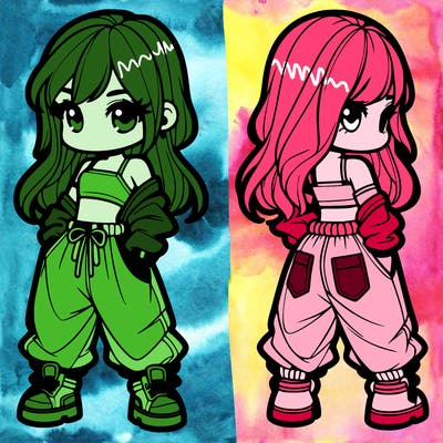 girl in crop top and baggy pants