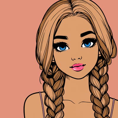 realistic girl with braids