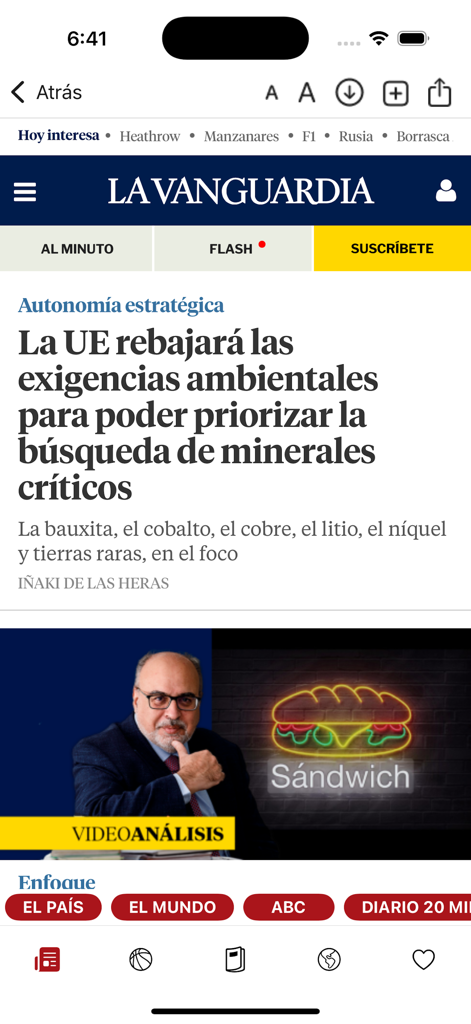 Periódicos de España - Um artigo de notícias de La Vanguardia exibido dentro do aplicativo Periódicos de España.