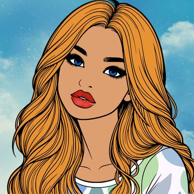 realistic girl with hair on her hair and lips