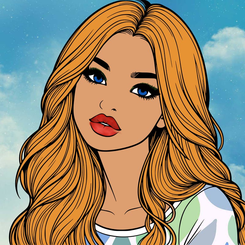 realistic girl with hair on her hair and lips