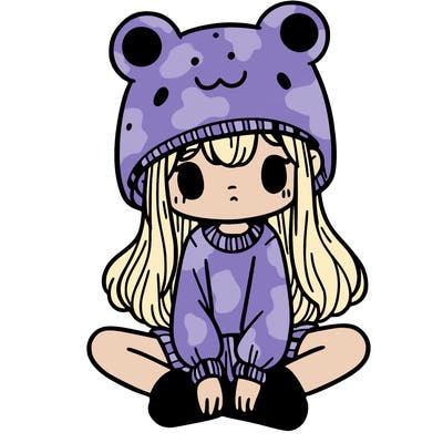 a girl wearing a frog hat and some frog socks