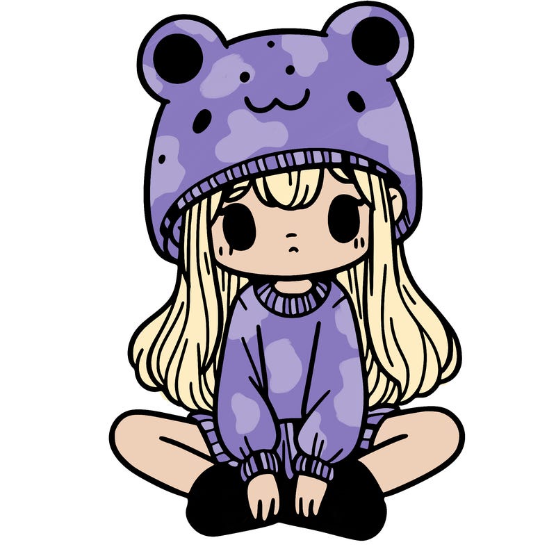 a girl wearing a frog hat and some frog socks