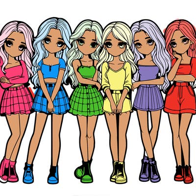 a group of girls realistic