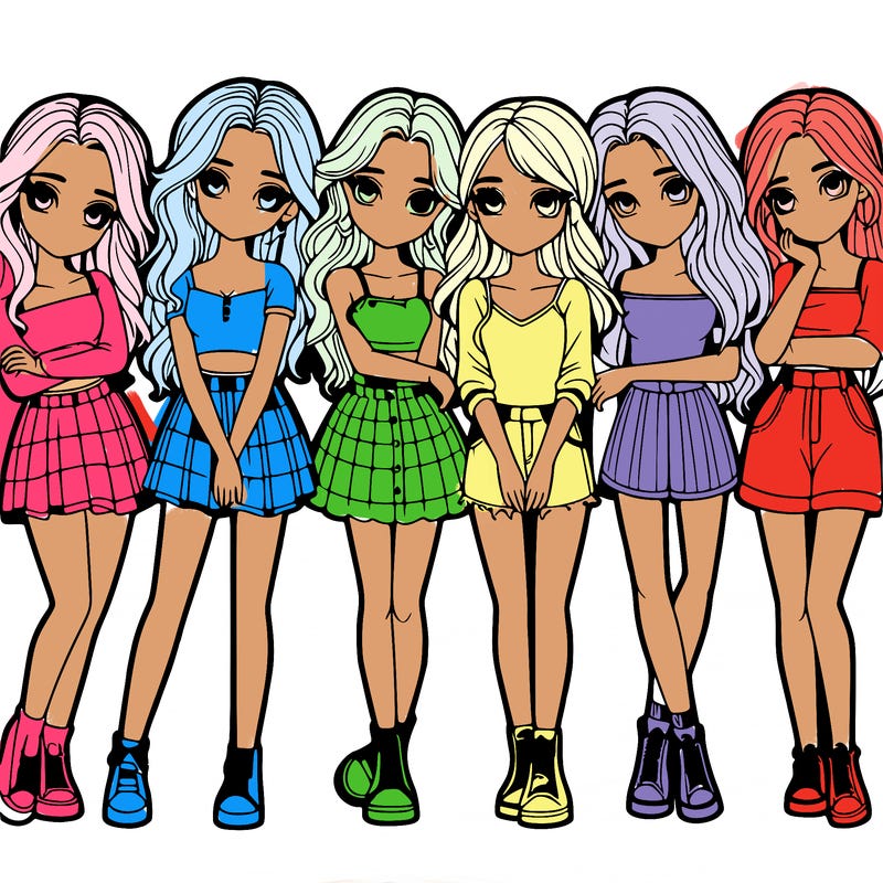 a group of girls realistic