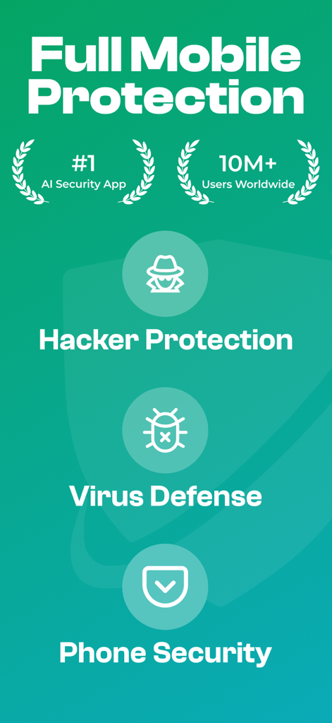 Guardy: Ai Security Protection - Guardy AI Security App showcasing mobile protection virus defense and hacker protection features
