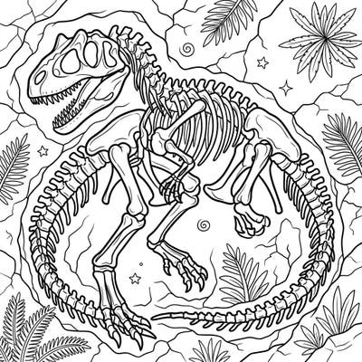 Step back in time to the age of dinosaurs with this captivating Allosaurus skeleton coloring page. Explore the intricate bones of this ancient predator and bring its fossilized remains to vibrant life.