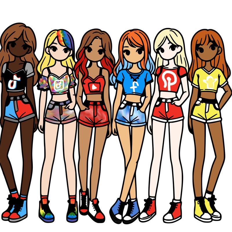 a group of girls wearing crop tops and shorts