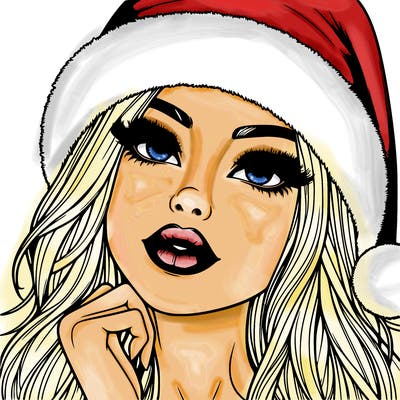 realistic christmas girl with lips
