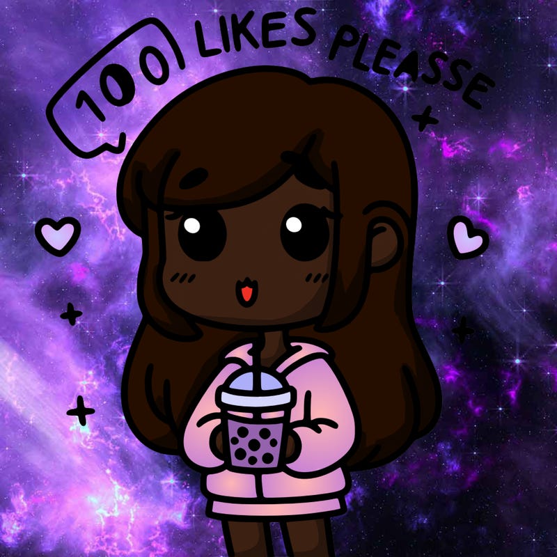 girl holding boba while saying 100 likes please