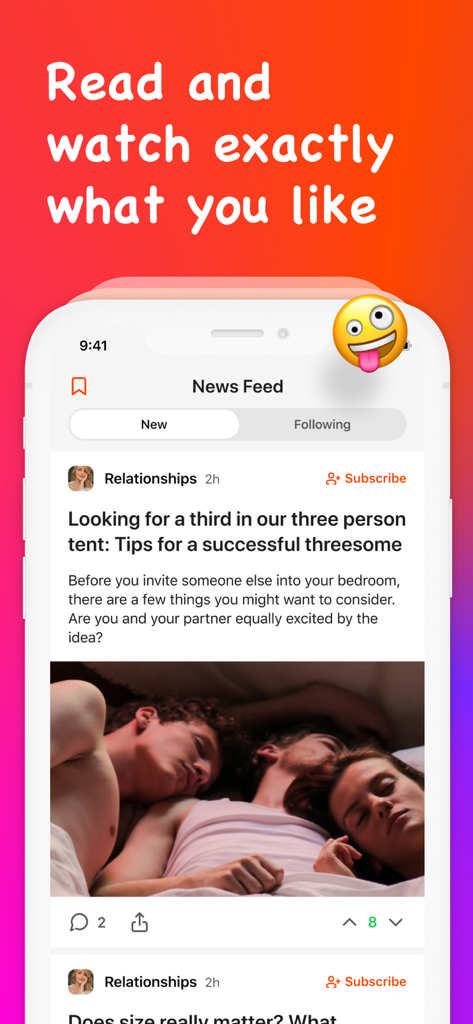 Hott: Meet, Date & Match - The news feed of the Hott dating app featuring content about open-minded social connections and adventurous dating