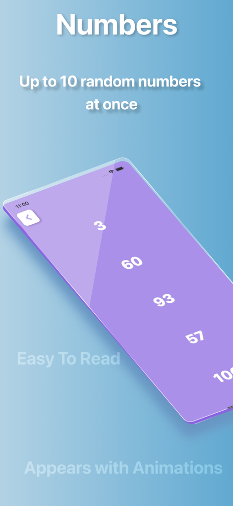 Random Generator App - Random Generatorアプリのインターフェイスに表示されたランダムな番号