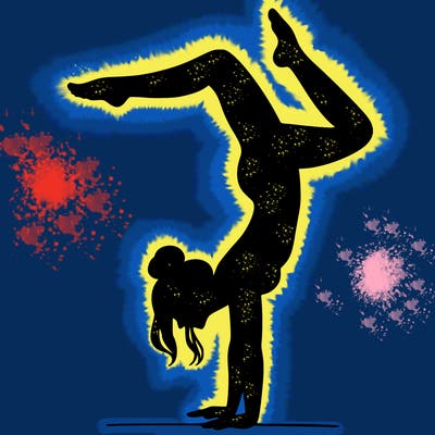 a woman doing a handstand