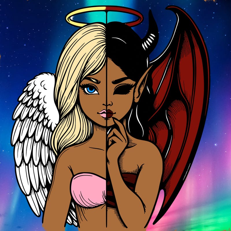 realistic angel half demon