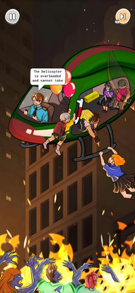 Prank Puzzle Tricky Party - A tricky puzzle level featuring an overloaded helicopter escaping from zombies.
