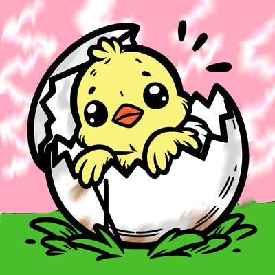 baby chick in cracked egg