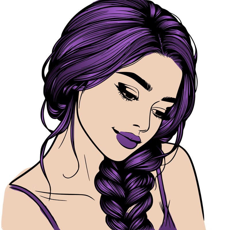 realistic woman braiding her hair